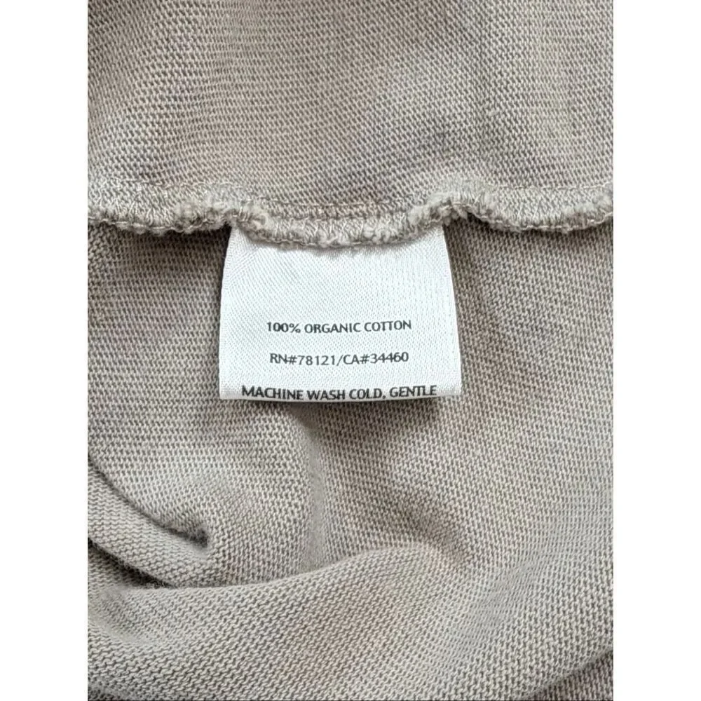 Eileen Fisher Organic Cotton Zip Jacket Funnel Neck Minimalist Beige Women L